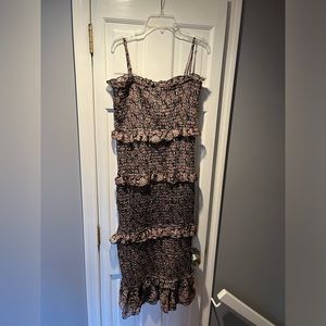 Women’s SWEET LEMON Black Floral Ruffle Elastic Dress Sz M